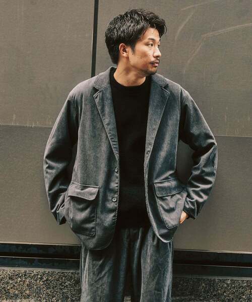 417 EDIFICE（フォーワンセブンエディフィス）の「P コーデュロイ ジャケット ”セットアップ着用可能”（テーラードジャケット・メンズ・ベージュ/ホワイト系その他/チャコールグレー/ブラック・LARGE/MEDIUM）」の5枚目の写真