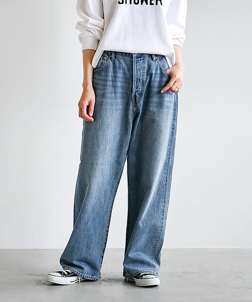 SOLAMONAT(ソラモナ)の「5Pルーズストレートイージーデニムパンツ(デニムパンツ・レディース・グレー/ライトブルー・SS/M/S/L)」の2枚目の写真
