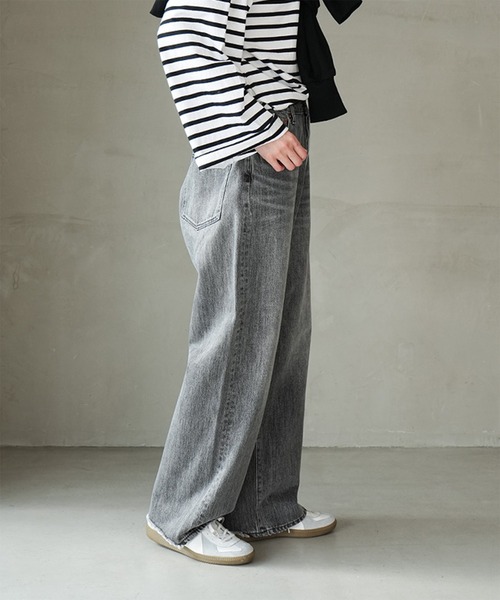 SOLAMONAT(ソラモナ)の「5Pルーズストレートイージーデニムパンツ(デニムパンツ・レディース・グレー/ライトブルー・SS/M/S/L)」の12枚目の写真