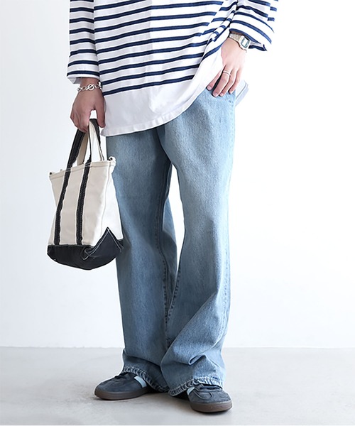 SOLAMONAT(ソラモナ)の「5Pルーズストレートイージーデニムパンツ(デニムパンツ・レディース・グレー/ライトブルー・SS/M/S/L)」の18枚目の写真