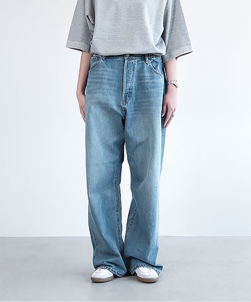 SOLAMONAT(ソラモナ)の「5Pルーズストレートイージーデニムパンツ(デニムパンツ・レディース・グレー/ライトブルー・SS/M/S/L)」の15枚目の写真