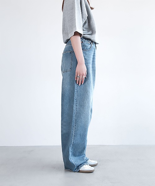 SOLAMONAT(ソラモナ)の「5Pルーズストレートイージーデニムパンツ(デニムパンツ・レディース・グレー/ライトブルー・SS/M/S/L)」の16枚目の写真