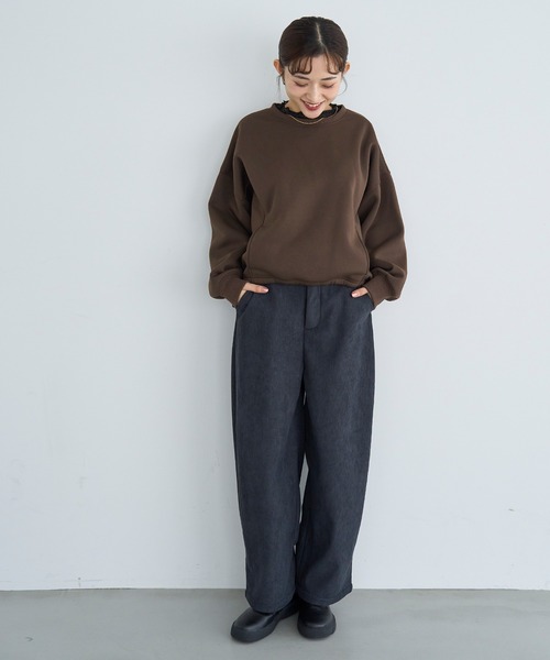 mil(ミル)の「【新色追加・再生産】裏地あったか カーブパンツ【585082】(その他パンツ・レディース・ブラウン/テラコッタ/チャコールグレー/グレイッシュベージュ・FREE/S-Short/S-Regular/M-Short/M-Regular)」の5枚目の写真