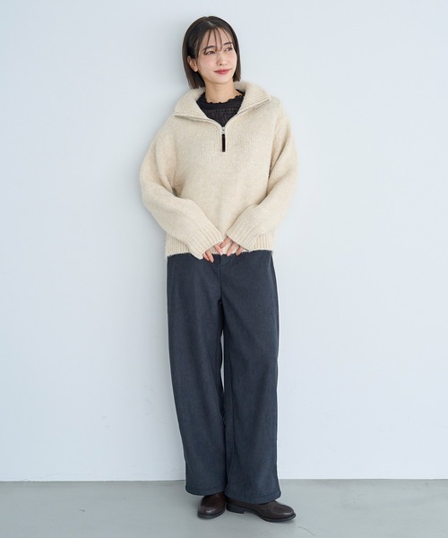 mil(ミル)の「【新色追加・再生産】裏地あったか カーブパンツ【585082】(その他パンツ・レディース・ブラウン/テラコッタ/チャコールグレー/グレイッシュベージュ・FREE/S-Short/S-Regular/M-Short/M-Regular)」の9枚目の写真