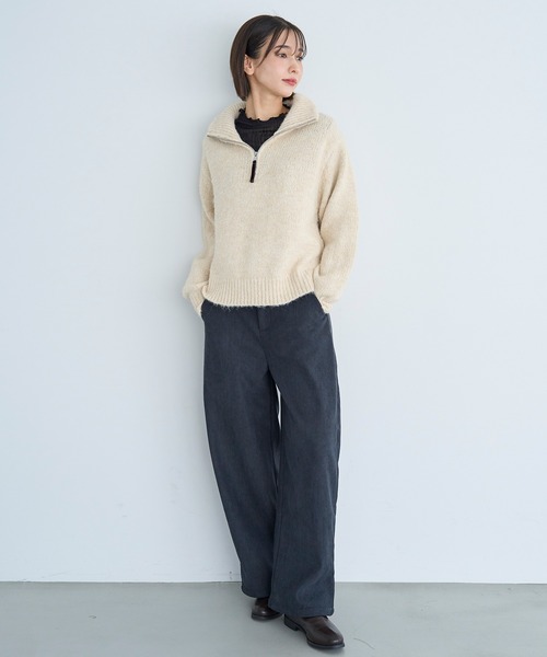 mil(ミル)の「【新色追加・再生産】裏地あったか カーブパンツ【585082】(その他パンツ・レディース・ブラウン/テラコッタ/チャコールグレー/グレイッシュベージュ・FREE/S-Short/S-Regular/M-Short/M-Regular)」の10枚目の写真