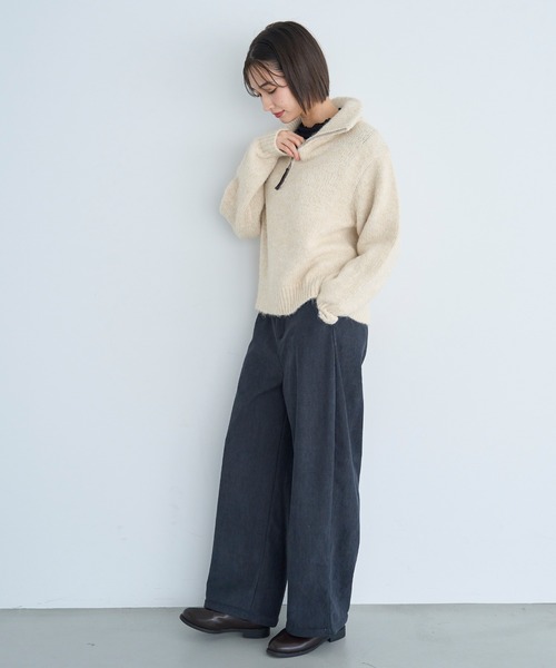 mil(ミル)の「【新色追加・再生産】裏地あったか カーブパンツ【585082】(その他パンツ・レディース・ブラウン/テラコッタ/チャコールグレー/グレイッシュベージュ・FREE/S-Short/S-Regular/M-Short/M-Regular)」の11枚目の写真