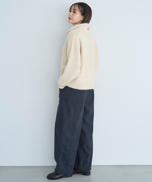 mil(ミル)の「【新色追加・再生産】裏地あったか カーブパンツ【585082】(その他パンツ・レディース・ブラウン/テラコッタ/チャコールグレー/グレイッシュベージュ・FREE/S-Short/S-Regular/M-Short/M-Regular)」の12枚目の写真