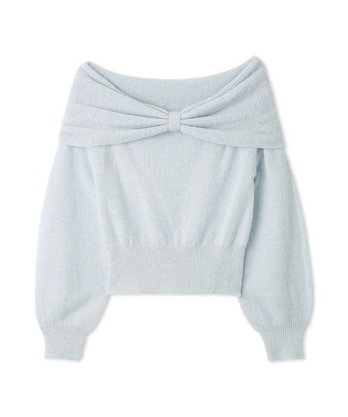 FURFUR(ファーファー)の「リボンモヘアニットトップス(ニット/セーター・レディース・レッド/ホワイト/ライトブルー・F)」の2枚目の写真