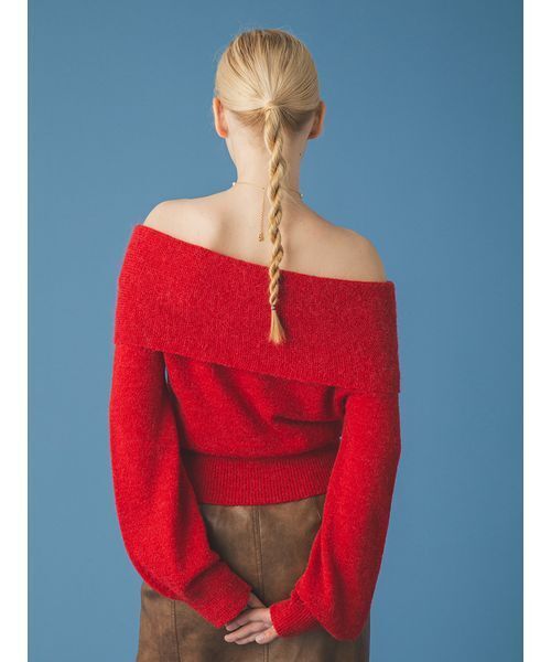 FURFUR(ファーファー)の「リボンモヘアニットトップス(ニット/セーター・レディース・レッド/ホワイト/ライトブルー・F)」の7枚目の写真