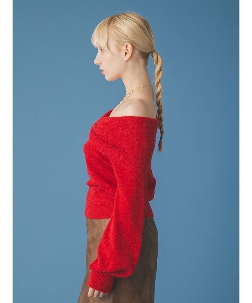 FURFUR(ファーファー)の「リボンモヘアニットトップス(ニット/セーター・レディース・レッド/ホワイト/ライトブルー・F)」の8枚目の写真