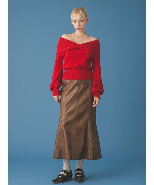 FURFUR(ファーファー)の「リボンモヘアニットトップス(ニット/セーター・レディース・レッド/ホワイト/ライトブルー・F)」の11枚目の写真