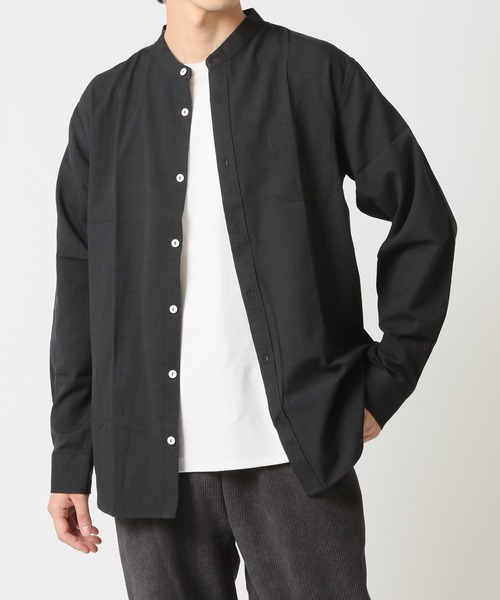 ARCADE(アーケード)の「春 バンドカラー オックスフォードシャツ/選べるマルチ釦&ノーマル釦(シャツ/ブラウス・メンズ・ブラック系1/ネイビー系1/サックスブルー系1/サックスブルー系2/ホワイト系1/ホワイト系2/ブラック系2/ネイビー系2・M/L/LL)」の3枚目の写真