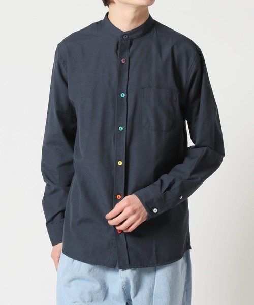 ARCADE(アーケード)の「春 バンドカラー オックスフォードシャツ/選べるマルチ釦&ノーマル釦(シャツ/ブラウス・メンズ・ブラック系1/ネイビー系1/サックスブルー系1/サックスブルー系2/ホワイト系1/ホワイト系2/ブラック系2/ネイビー系2・M/L/LL)」の6枚目の写真