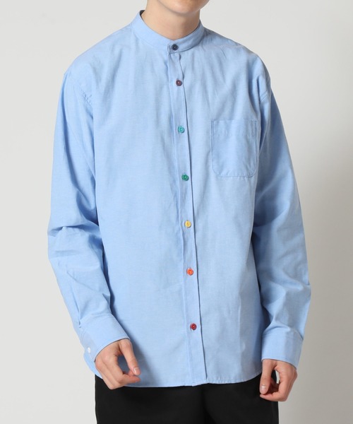 ARCADE(アーケード)の「春 バンドカラー オックスフォードシャツ/選べるマルチ釦&ノーマル釦(シャツ/ブラウス・メンズ・ブラック系1/ネイビー系1/サックスブルー系1/サックスブルー系2/ホワイト系1/ホワイト系2/ブラック系2/ネイビー系2・M/L/LL)」の8枚目の写真