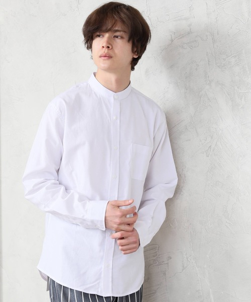 ARCADE(アーケード)の「春 バンドカラー オックスフォードシャツ/選べるマルチ釦&ノーマル釦(シャツ/ブラウス・メンズ・ブラック系1/ネイビー系1/サックスブルー系1/サックスブルー系2/ホワイト系1/ホワイト系2/ブラック系2/ネイビー系2・M/L/LL)」の21枚目の写真