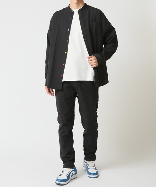 ARCADE(アーケード)の「春 バンドカラー オックスフォードシャツ/選べるマルチ釦&ノーマル釦(シャツ/ブラウス・メンズ・ブラック系1/ネイビー系1/サックスブルー系1/サックスブルー系2/ホワイト系1/ホワイト系2/ブラック系2/ネイビー系2・M/L/LL)」の13枚目の写真