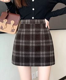 チェック柄ミニタイトスカート