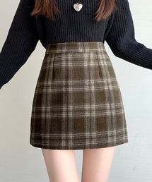 チェック柄ミニタイトスカート