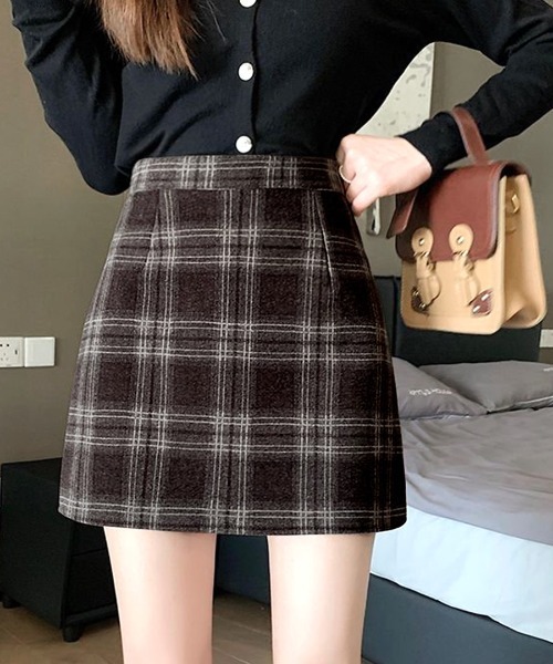 REMUR(レミュール)の「チェック柄ミニタイトスカート(スカート・レディース・ブラウン/モカ/ブラック・S/M/L)」の20枚目の写真