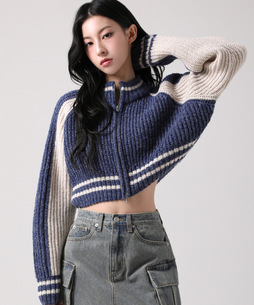 AVANDRESS(アバンドレス )の「Block Raglan Knit Zip-up CHARCOAL(カーディガン/ボレロ・レディース・チャコール・FREE)」の3枚目の写真