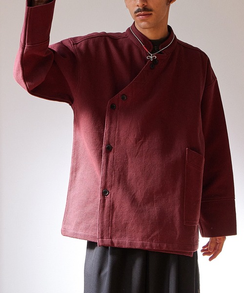 チャイハネ（チャイハネ）の「【チャイハネ】ネオコサック バンドカラー変形MEN'Sシャツ（シャツ/ブラウス・メンズ・レッド/ブラック/カーキ・FREE）」の5枚目の写真