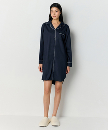 MUSINSA STANDARD WOMAN（ムシンサスタンダードウーマン）の「ウィメンズコットンモーダルパジャマワンピース[ネイビー/ホワイト]（ルームウェア/パジャマ）」