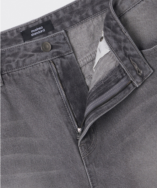 MUSINSA STANDARD（ムシンサスタンダード）の「ビッグブラシワイドデニムパンツ[グレー]（デニムパンツ・メンズ・その他・26/27/28/29/30/31/32/33/34/36/38/40/42）」の4枚目の写真