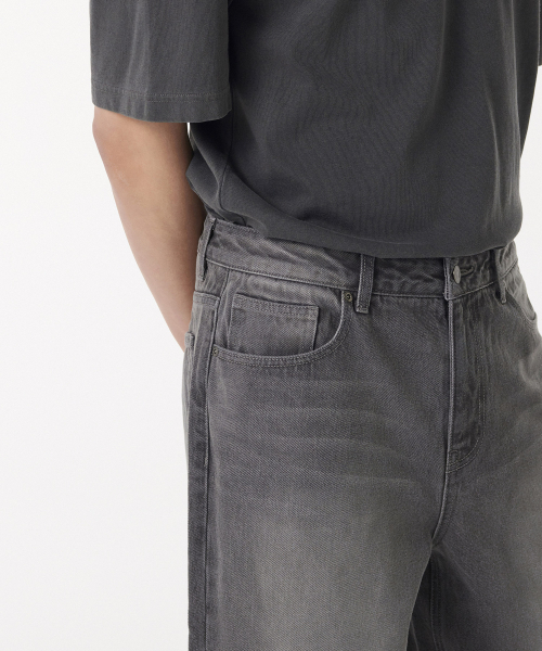 MUSINSA STANDARD（ムシンサスタンダード）の「ビッグブラシワイドデニムパンツ[グレー]（デニムパンツ・メンズ・その他・26/27/28/29/30/31/32/33/34/36/38/40/42）」の5枚目の写真