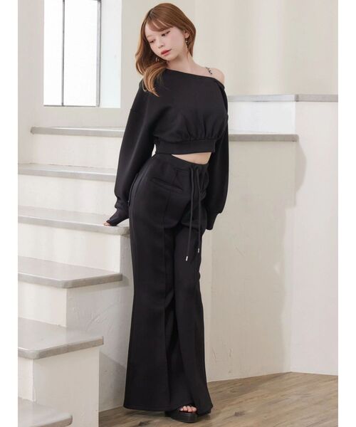 EATME（イートミー）の「【SETUP】ダンボールセンターピンタックフレアパンツ（その他パンツ・レディース・オフホワイト/グレー/ブラック・FREE）」の4枚目の写真