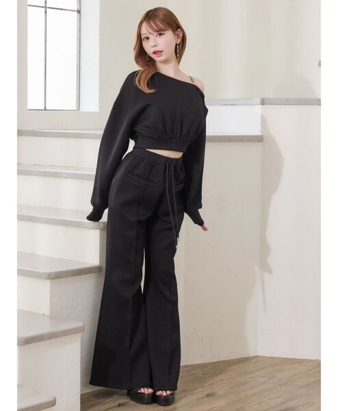 EATME（イートミー）の「【SETUP】ダンボールセンターピンタックフレアパンツ（その他パンツ・レディース・オフホワイト/グレー/ブラック・FREE）」の6枚目の写真