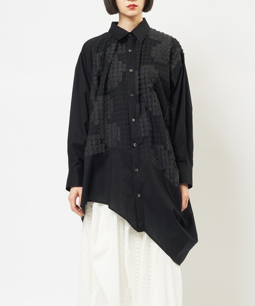 gomme(ゴム)の「フラワービッグブラウス(シャツ/ブラウス・レディース・ブラック/アイボリー・MEDIUM)」の8枚目の写真