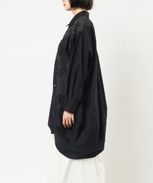 gomme(ゴム)の「フラワービッグブラウス(シャツ/ブラウス・レディース・ブラック/アイボリー・MEDIUM)」の9枚目の写真