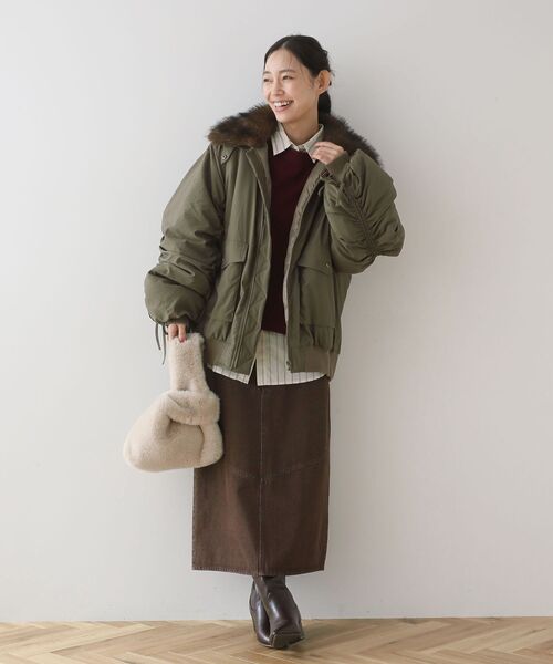 Green　Parks（グリーンパークス）の「・swing by ティペット付ミリタリーブルゾン（ブルゾン・レディース・カーキ/ブラウン/チャコールグレー・FREE）」の5枚目の写真