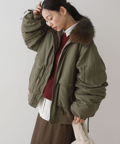 Green　Parks（グリーンパークス）の「・swing by ティペット付ミリタリーブルゾン（ブルゾン・レディース・カーキ/ブラウン/チャコールグレー・FREE）」の7枚目の写真