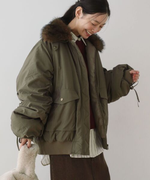 Green　Parks（グリーンパークス）の「・swing by ティペット付ミリタリーブルゾン（ブルゾン・レディース・カーキ/ブラウン/チャコールグレー・FREE）」の8枚目の写真