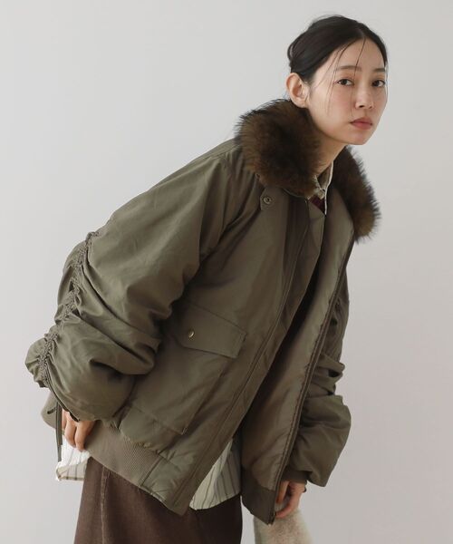 Green　Parks（グリーンパークス）の「・swing by ティペット付ミリタリーブルゾン（ブルゾン・レディース・カーキ/ブラウン/チャコールグレー・FREE）」の9枚目の写真
