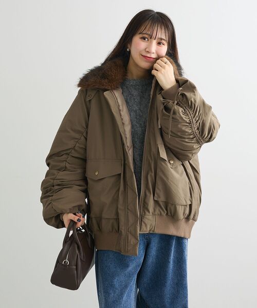 Green　Parks（グリーンパークス）の「・swing by ティペット付ミリタリーブルゾン（ブルゾン・レディース・カーキ/ブラウン/チャコールグレー・FREE）」の19枚目の写真