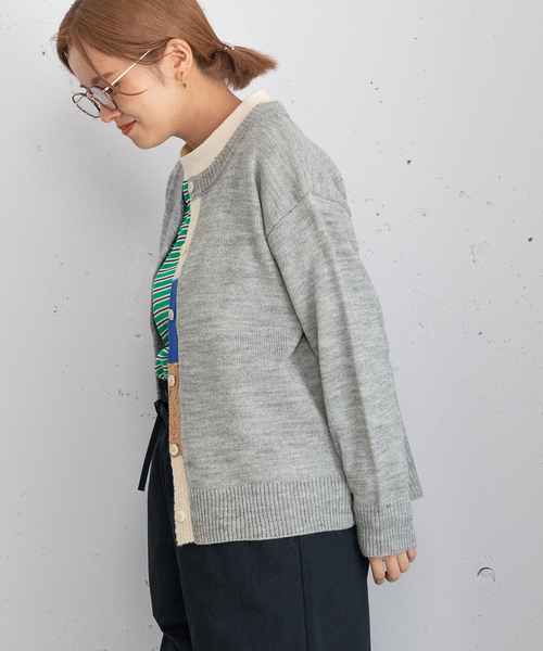 POU DOU DOU（プードゥドゥ）の「下前立て配色クルーネックカーディガン（カーディガン/ボレロ・レディース・ブラック/グレー/ブルー/レッド/グリーン・M）」の17枚目の写真