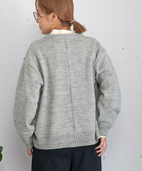 POU DOU DOU（プードゥドゥ）の「下前立て配色クルーネックカーディガン（カーディガン/ボレロ・レディース・ブラック/グレー/ブルー/レッド/グリーン・M）」の18枚目の写真