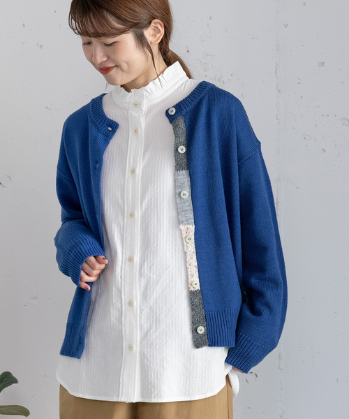 POU DOU DOU（プードゥドゥ）の「下前立て配色クルーネックカーディガン（カーディガン/ボレロ・レディース・ブラック/グレー/ブルー/レッド/グリーン・M）」の11枚目の写真