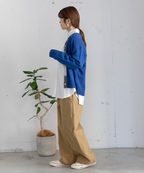 POU DOU DOU（プードゥドゥ）の「下前立て配色クルーネックカーディガン（カーディガン/ボレロ・レディース・ブラック/グレー/ブルー/レッド/グリーン・M）」の7枚目の写真