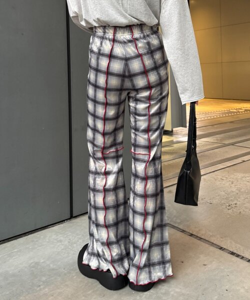 HELLO.SANFRANCISCO（ハローサンフランシスコ）の「★【HELLO.SANFRANCISCO/ハローサンフランシスコ】チェックメロー切り替えフレアパンツ（その他パンツ・レディース・ブルー/グレー/オレンジ/ベージュ・SMALL/MEDIUM）」の19枚目の写真