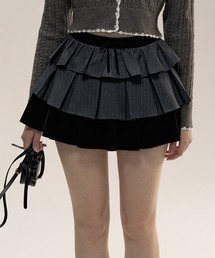 SunsetPark（サンセットパーク）の「ピンストライプ ティアードプリーツスカート SP25a053【SunsetPark】【2025AW】（スカート）」
