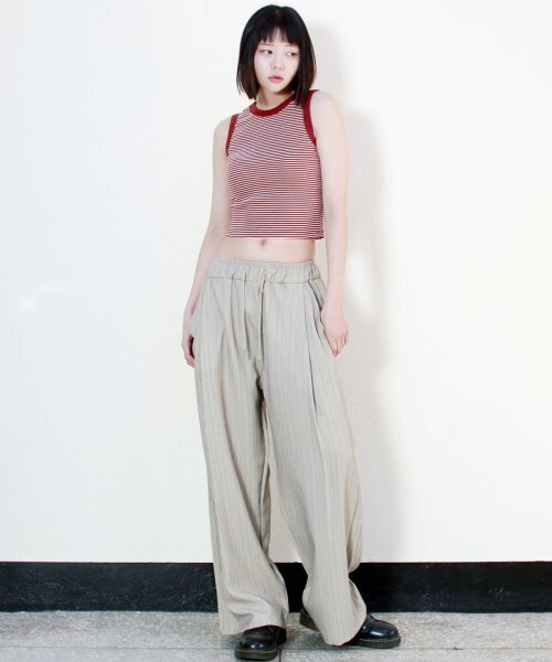 DEMARC（ドゥマーク）の「サイドワンタックストライプリアルワイドパンツベージュ（春、夏ver.）（その他パンツ・レディース・その他・MEDIUM/LARGE）」の6枚目の写真
