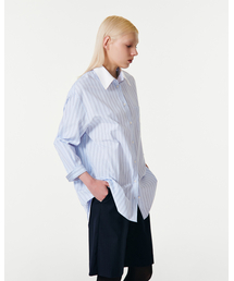 CURRENT（カレント）の「SPRING STRIPE OVERSIZED SHIRT [BLUE]（シャツ/ブラウス）」