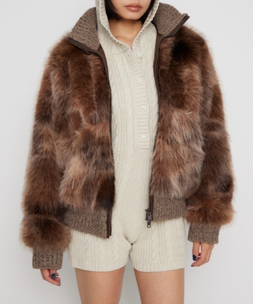 MIX KNIT FAUX FUR ブルゾン（ブルゾン）｜LAGUA GEM（ラグアジェム