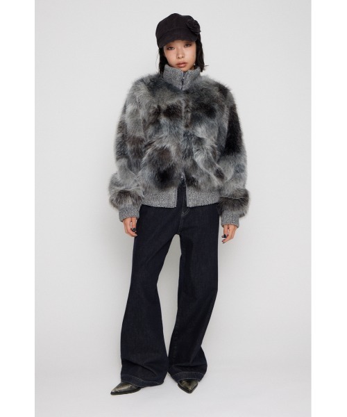 か*様 LAGUA GEM ニットファーブルゾン LAGUA GEM | CABLE KNIT FAUX FUR ブルゾン (ブルゾン ) |SHEL'TTER
