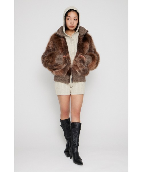 MIX KNIT FAUX FUR ブルゾン（ブルゾン）｜LAGUA GEM（ラグアジェム