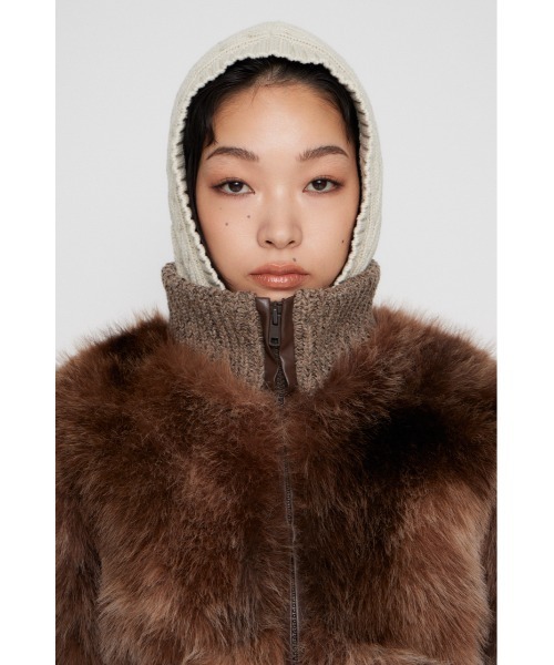 LAGUA GEM MIX KNIT FAUX FUR ブルゾン ブラウン MIX KNIT FAUX FUR ブルゾン（ブルゾン）｜LAGUA GEM（ラグアジェム