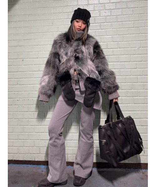 LAGUA GEM（ラグアジェム）の「MIX KNIT FAUX FUR ブルゾン（ブルゾン